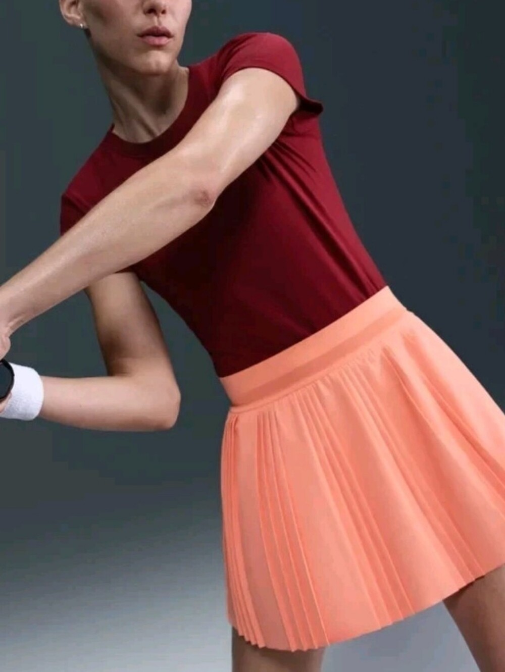 Nike Womens Large Court Advantage Dri-FIT Pleated Tennis Skort Peach FZ6512-844